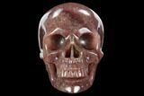 Realistic, Carved Strawberry Quartz Crystal Skull #127572-1